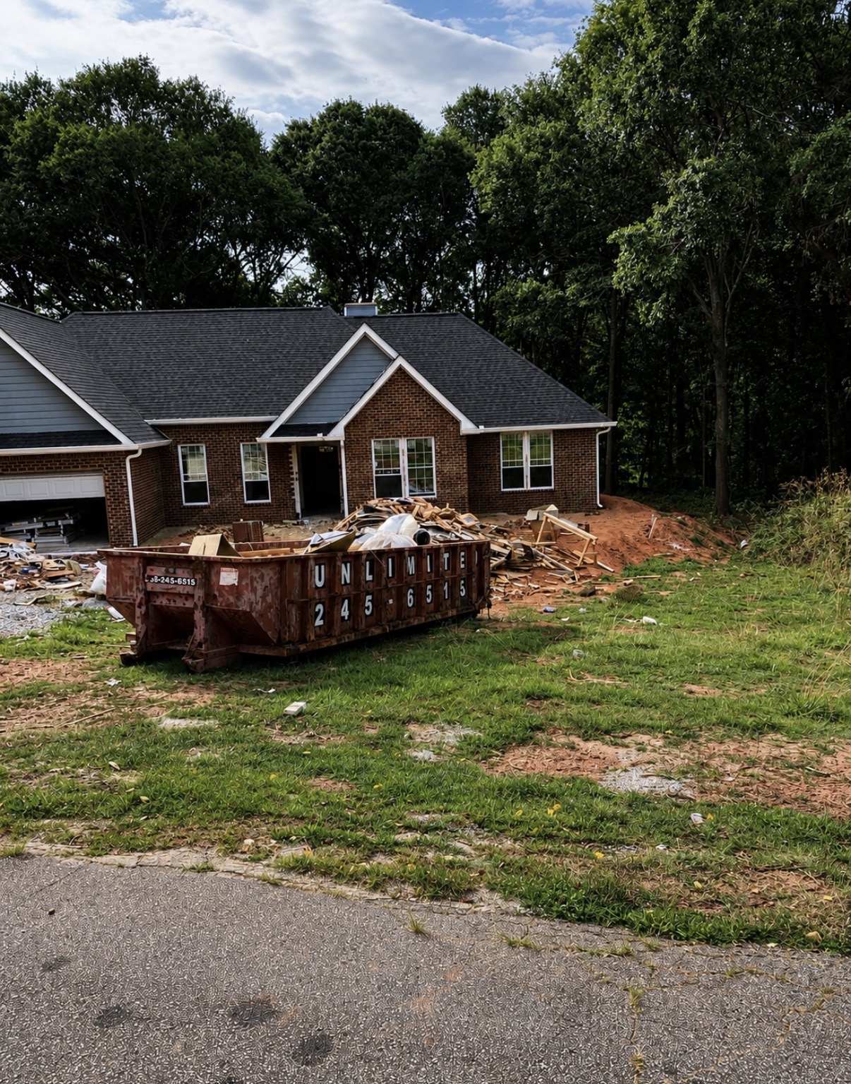 Before grading and cleanup on a residential site preparation project in Georgia