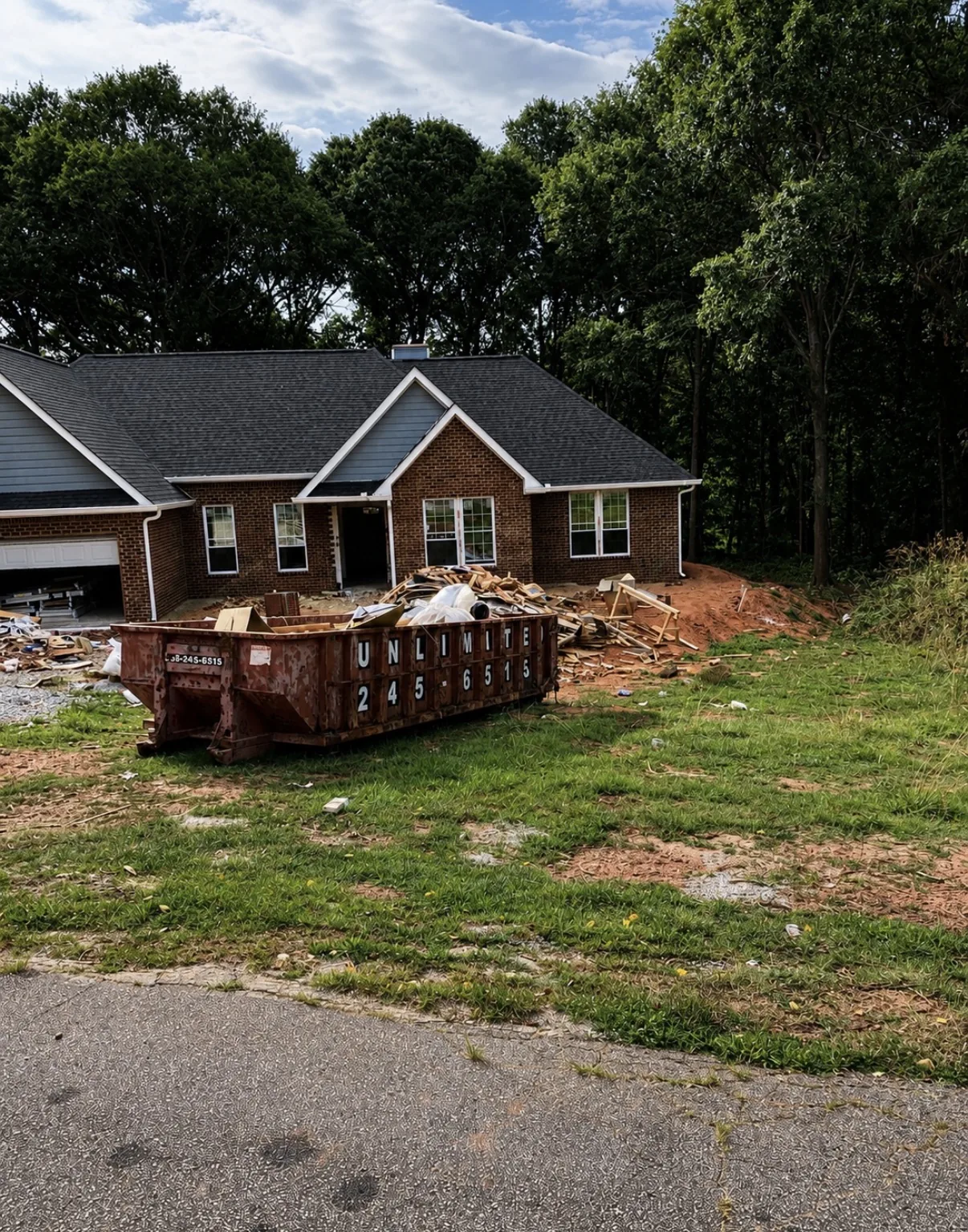 Before grading and cleanup on a residential site preparation project in Georgia